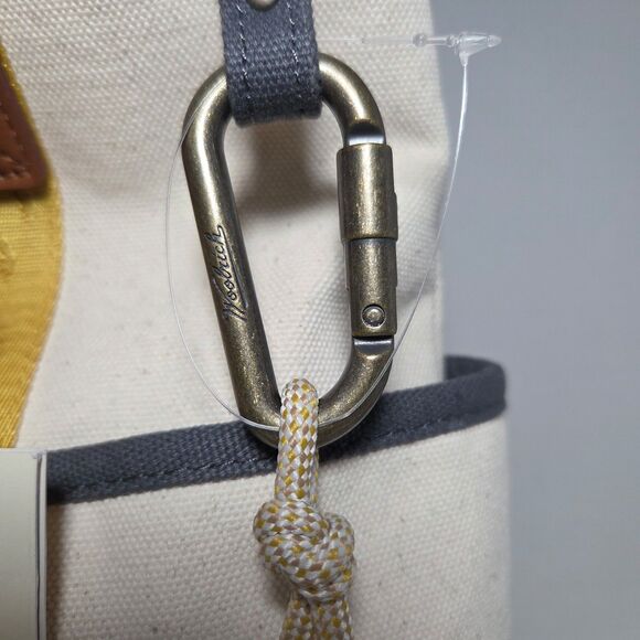 NWT Woolrich x Target Large Canvas Tote Bag Yellow Branded Webbing Carabiner - Picture 8 of 10
